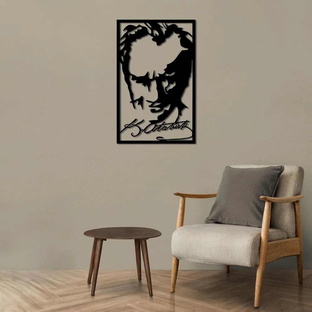 Atatürk Ve İmzası Ahşap Dekorasyon