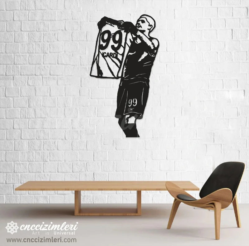 Mauro Icardi Forma Sevinci (99) Lazer Kesim Ahşap Duvar Dekoru