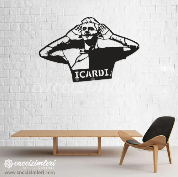 Icardi İmzalı Gol Sevinci Ahşap Duvar Tablosu